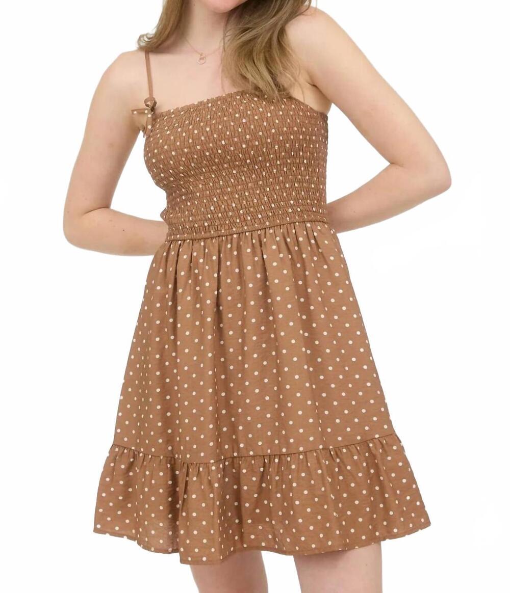 NEW BLU PEPPER polka dot mini dress in brown